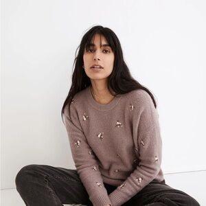 Madewell Embroidered Cross-Stitch Floral Pullover Sweater